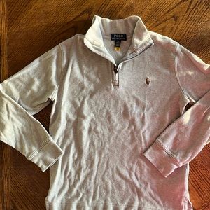 Big boys Polo half zip in grey, light 100% cotton- Lg 14/16